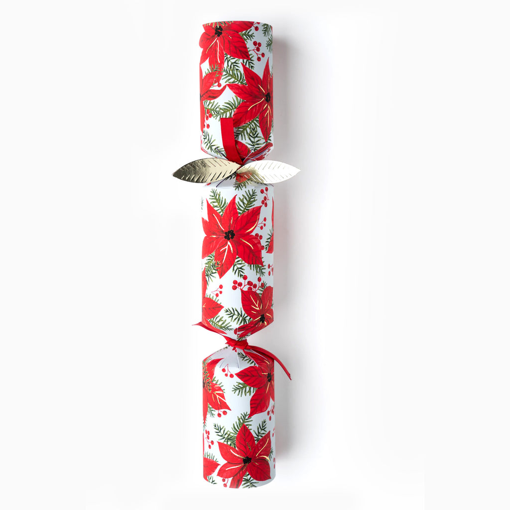 Christmas Crackers-HI25-LUX-4 - 6 Poinsettia Christmas Crackers-Holly & Ivy