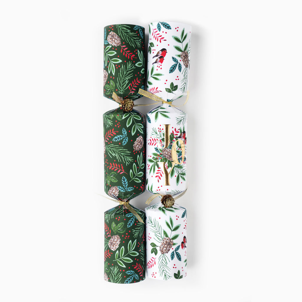 Christmas Crackers-HI25-LUX-5 - 6 Joy And Sprigs Christmas Crackers-Holly & Ivy