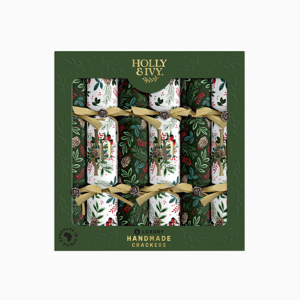 Christmas Crackers-HI25-LUX-5 - 6 Joy And Sprigs Christmas Crackers-Holly & Ivy