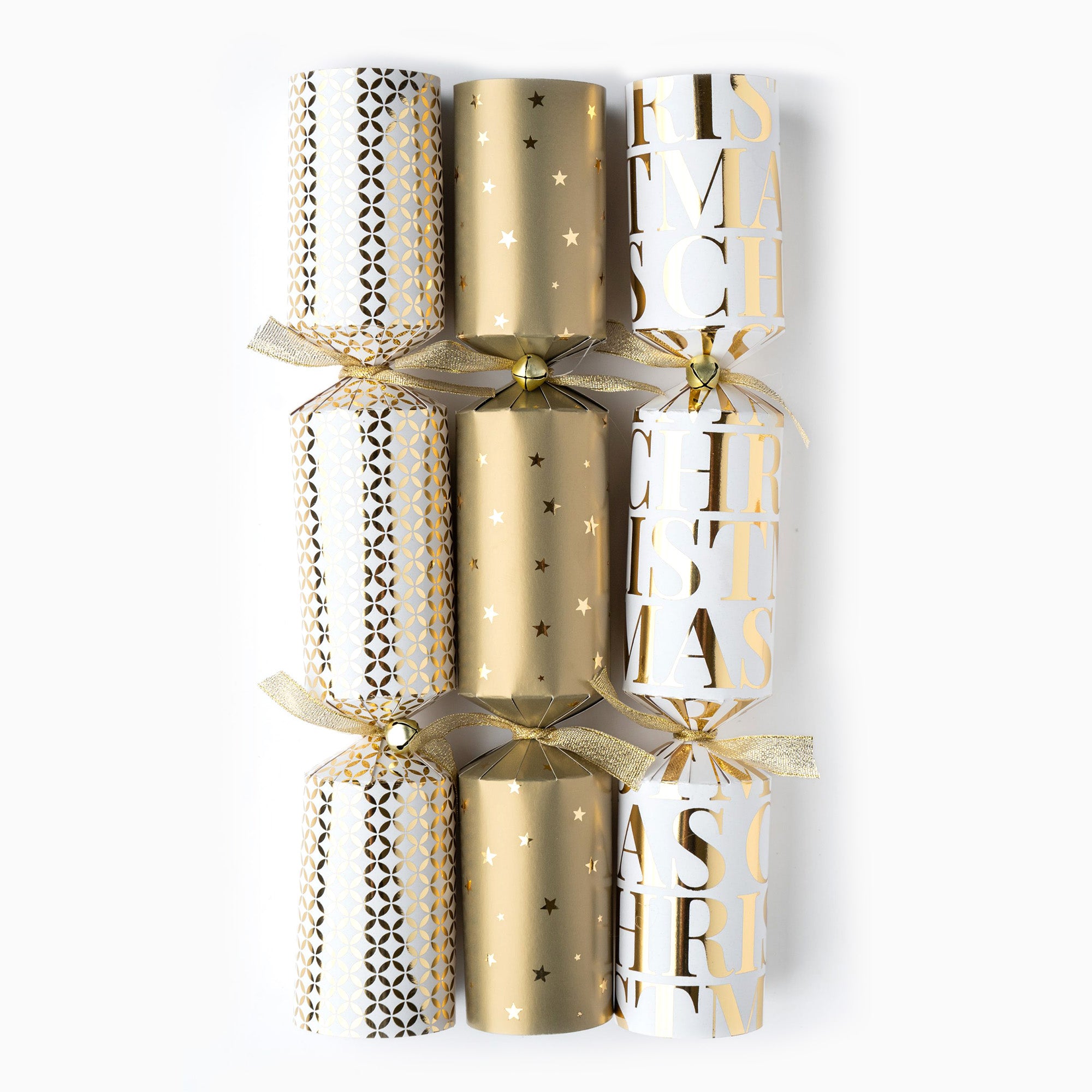 Christmas Crackers-HI25-LUX-6 - 6 Gold Patterns Christmas Crackers-Holly & Ivy