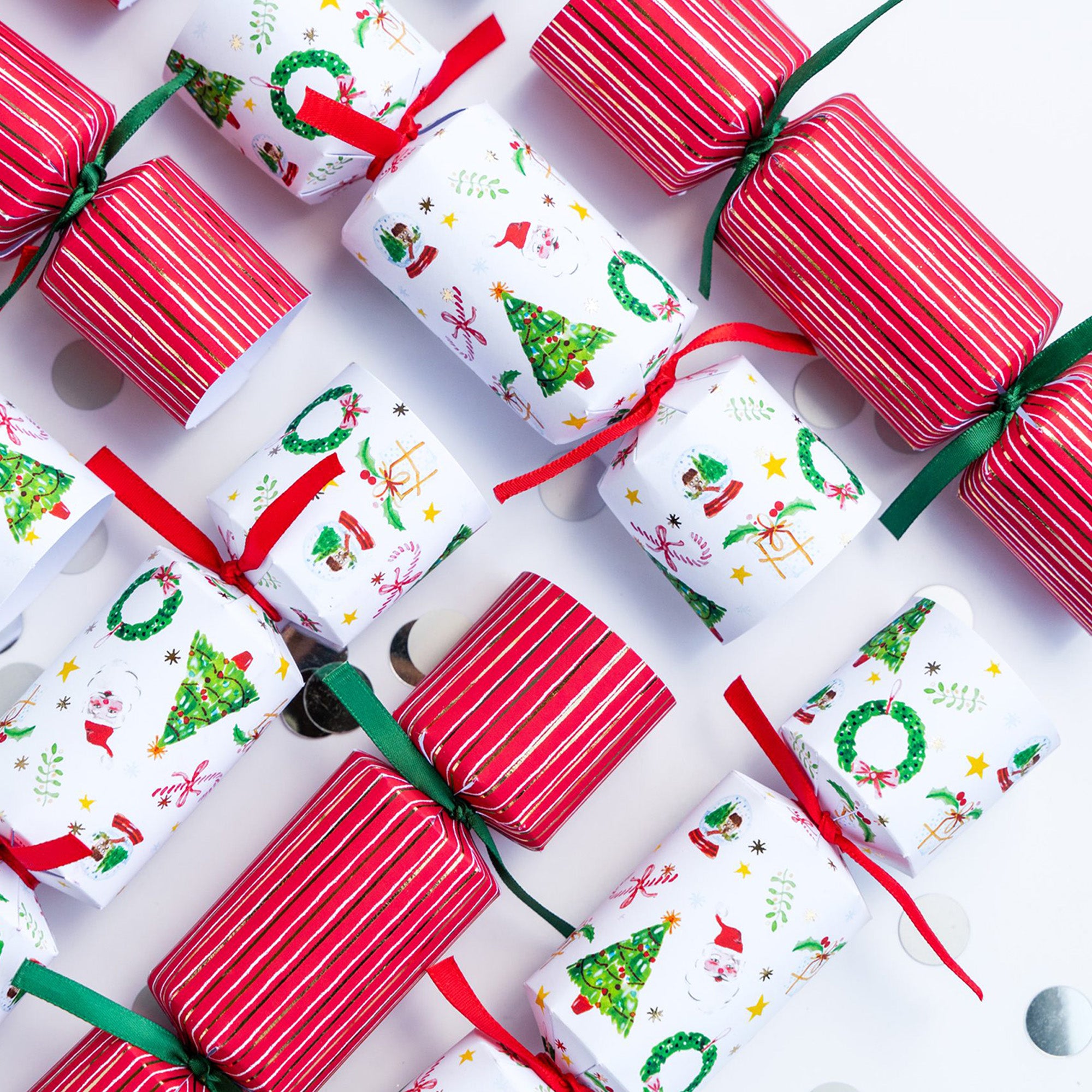 Christmas Crackers-HI25-PET-1 - 6 Watercolour Christmas Crackers-Holly & Ivy