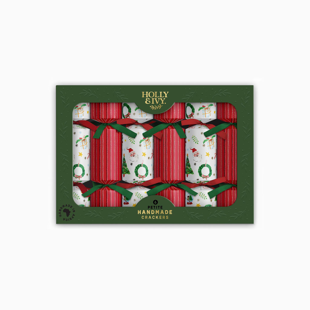 Christmas Crackers-HI25-PET-1 - 6 Watercolour Christmas Crackers-Holly & Ivy