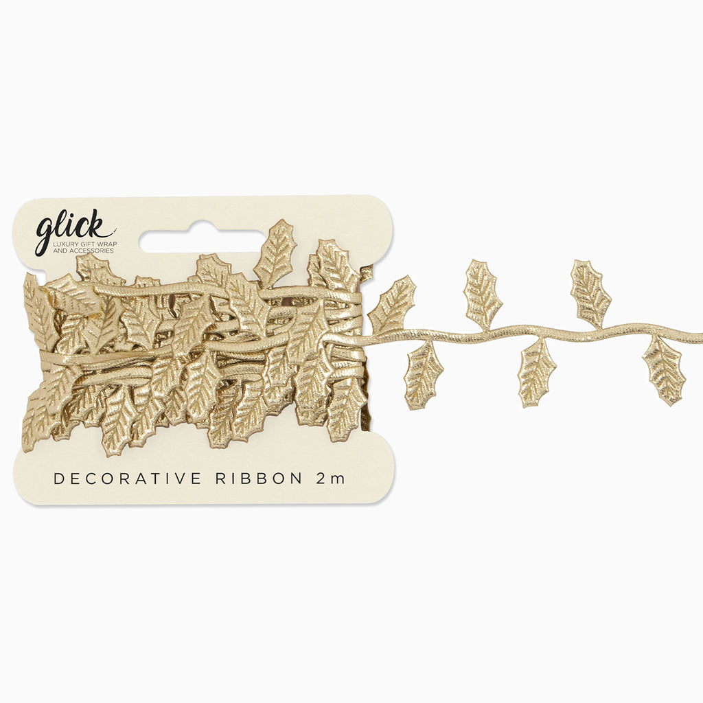 Christmas Decorations-RX34 - Golden Leaves Gift Dressing (2m)-Glick