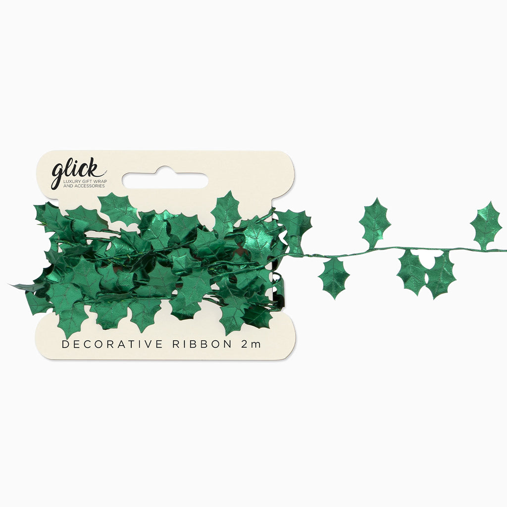 Christmas Decorations-RX35 - Green Holly Gift Dressing (2m)-Glick