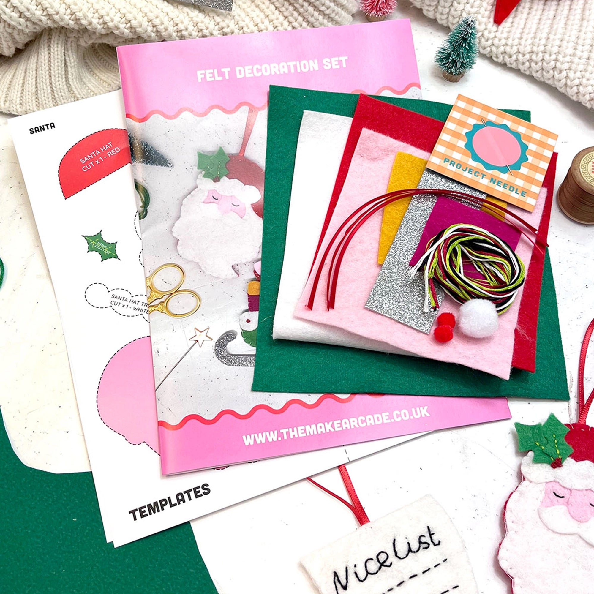 Christmas Decorations-TMA02 - Santa's Coming Felt Decoration Kit-The Make Arcade (Faire)
