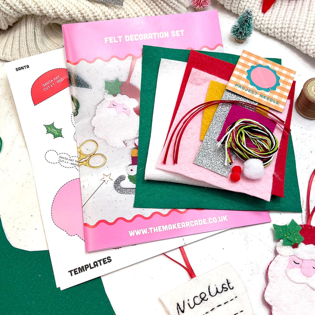 Christmas Decorations-TMA02 - Santa's Coming Felt Decoration Kit-The Make Arcade (Faire)