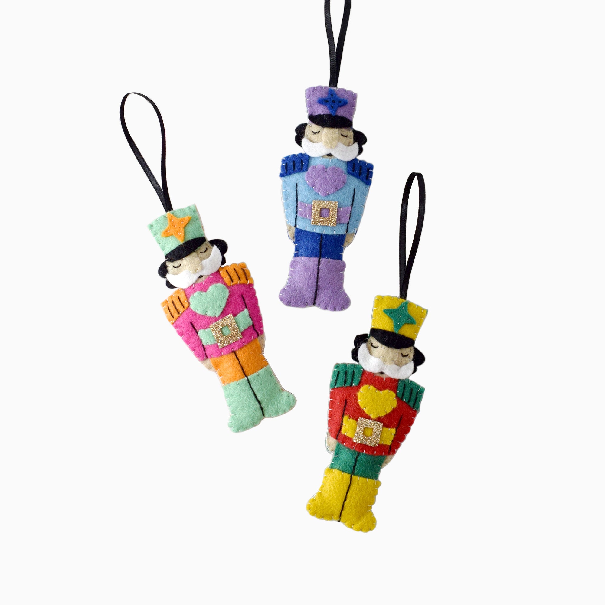 Christmas Decorations-TMA03 - Rainbow Nutcrackers Felt Decoration Kit-The Make Arcade (Faire)