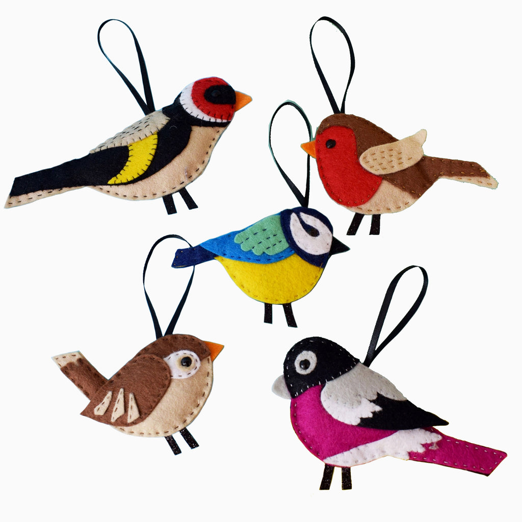Christmas Decorations-TMA04 - Garden Birds Felt Decoration Kit-The Make Arcade (Faire)
