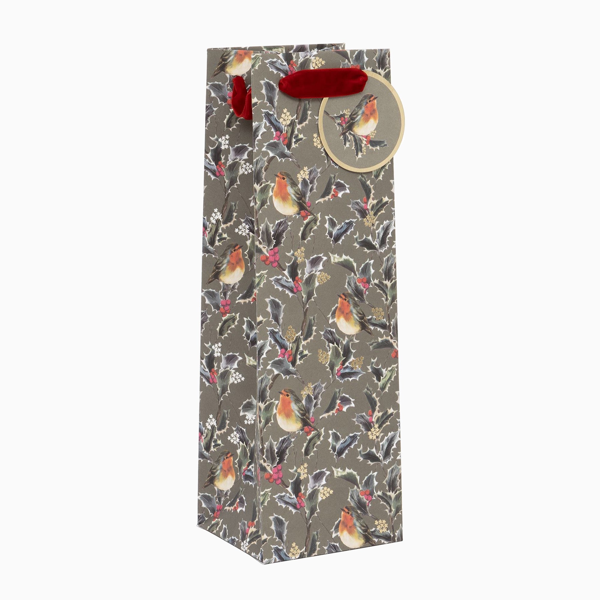 Christmas Gift Bag-GBT72533 - Holly Harmony Christmas Bottle Bag-Glick