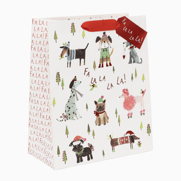 Christmas Gift Bag-GL102542 - Festive Pups Large Christmas Gift Bag-Glick