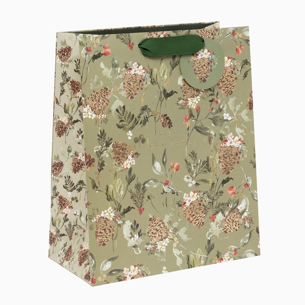 Christmas Gift Bag-GL4256 - Pretty Pinecones Large Christmas Gift Bag-Glick
