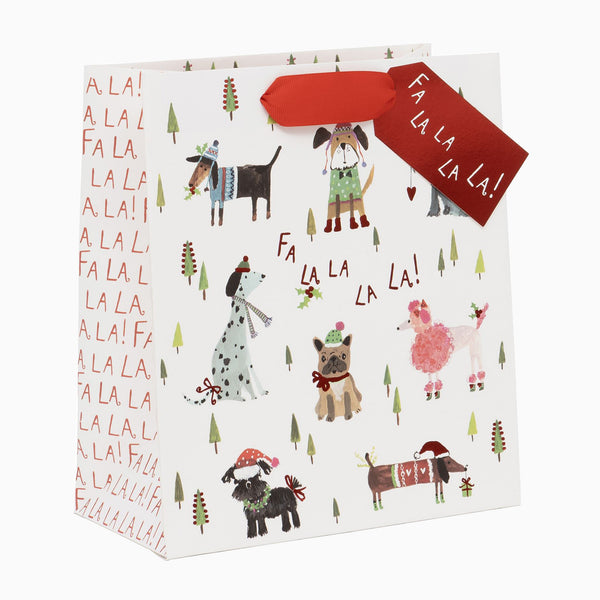 Christmas Gift Bag-GM102542 - Festive Pups Medium Christmas Gift Bag-Glick