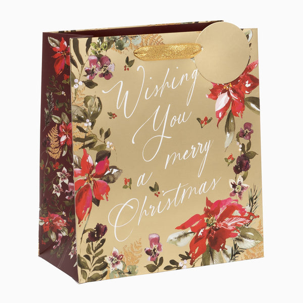 Gift Bag-GM4251 - Festive Floral Medium Christmas Gift Bag-Glick