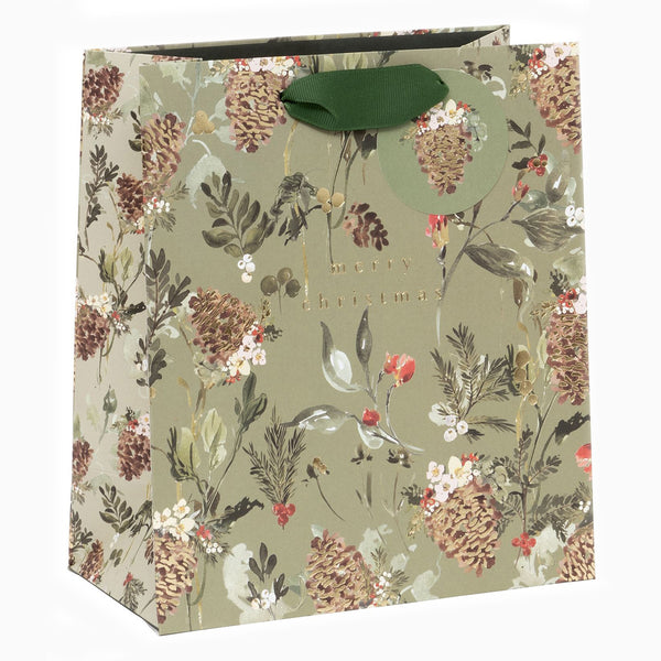Christmas Gift Bag-GM4256 - Pretty Pinecones Medium Christmas Gift Ba-Glick
