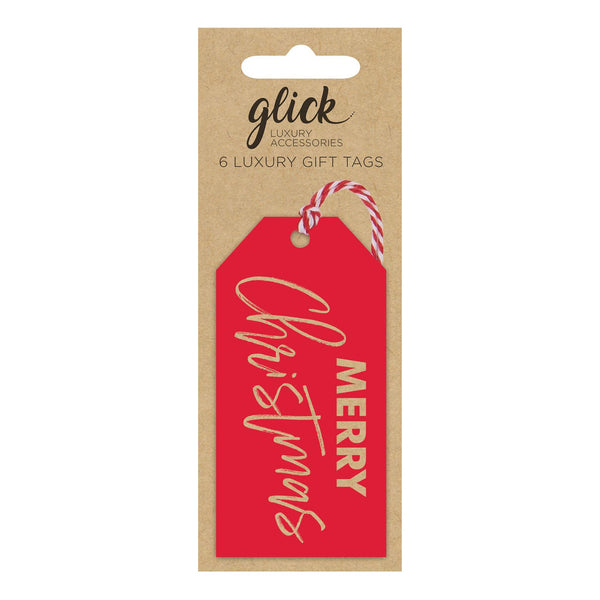Christmas Gift Tag - TL45 - Festive Red Luxury Gift Tags (6 Pack) - Merry Christmas Red Gift Tags (6 Pack) - Whistlefish