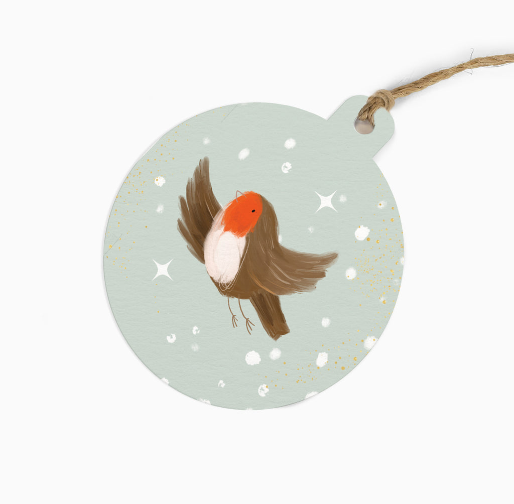 Christmas Gift Tag-ZWT15 - Snowy Robin Christmas Gift Tag (6 Pack)-Whistlefish