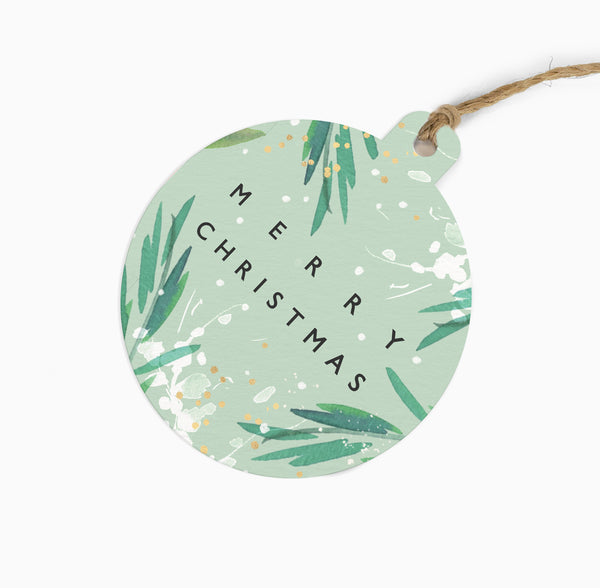 Christmas Gift Tag-ZWT18 - Snowy Foliage Christmas Gift Tag (6 Pack)-Whistlefish
