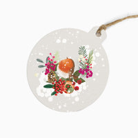 Christmas Gift Tag-ZWT37 - Robin Foliage Christmas Gift Tags (6 Pack)-Whistlefish