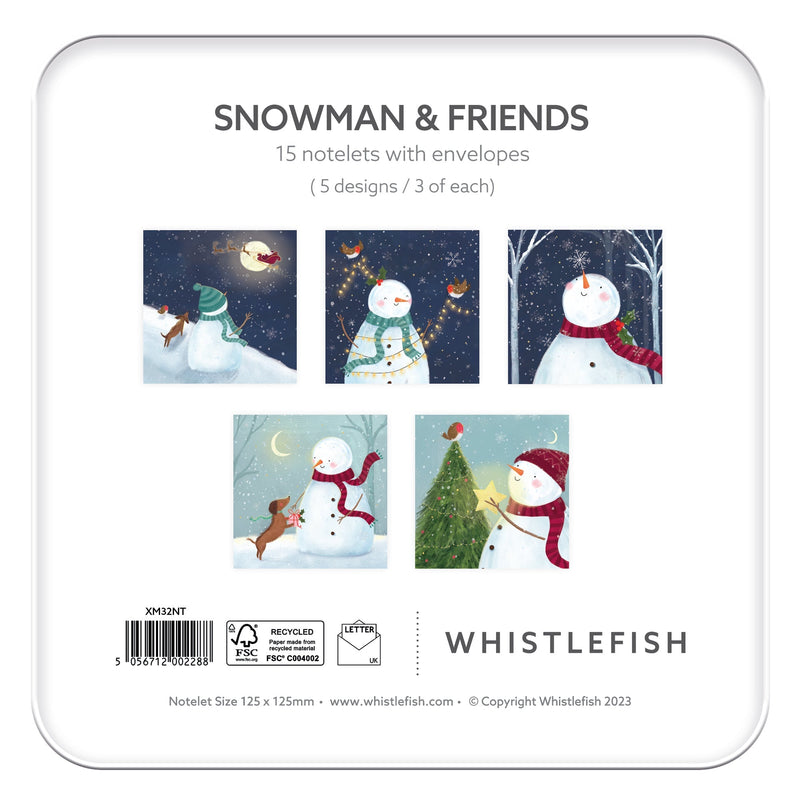 Christmas Notelet Tin - XM32NT - Snowman & Friends Notelet Tin - Snowman & Friends Notelet Tin - Whistlefish