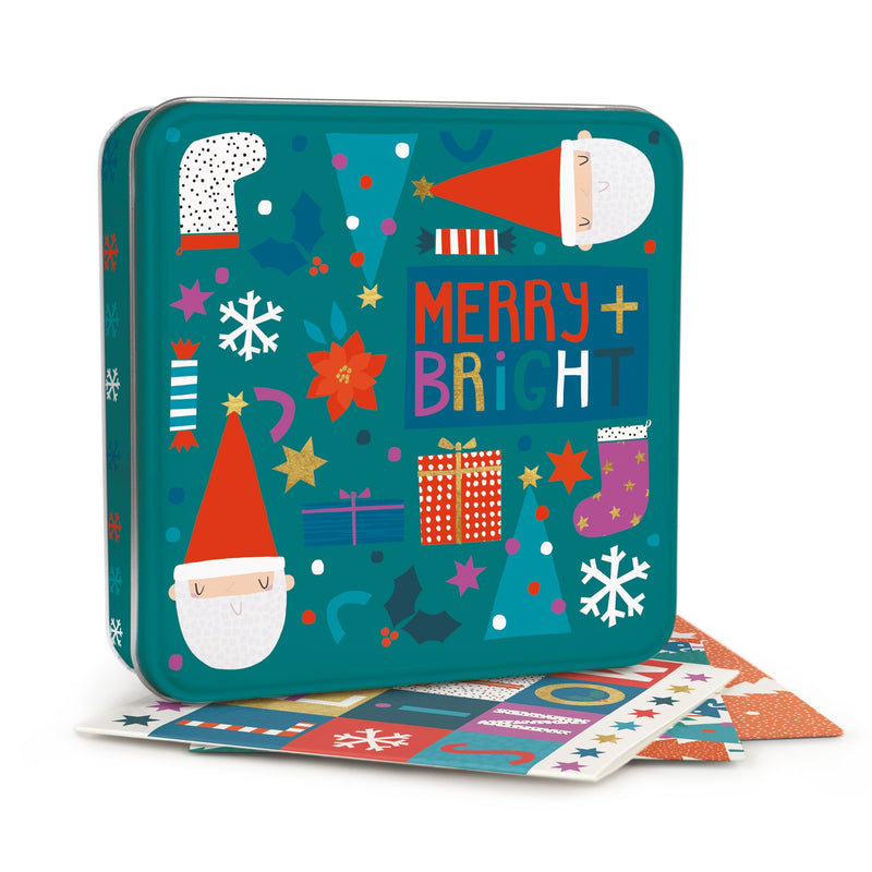 Christmas Notelet Tin - XM33NT - Merry & Bright Notelet Tin - Merry & Bright Notelet Tin - Whistlefish