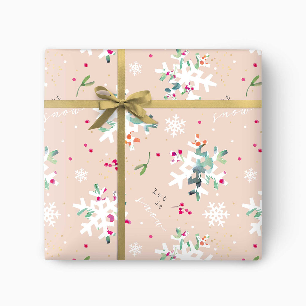 Christmas Wrapping Paper-CWP025 - Floral Snowflake Christmas Wrapping Paper-Whistlefish