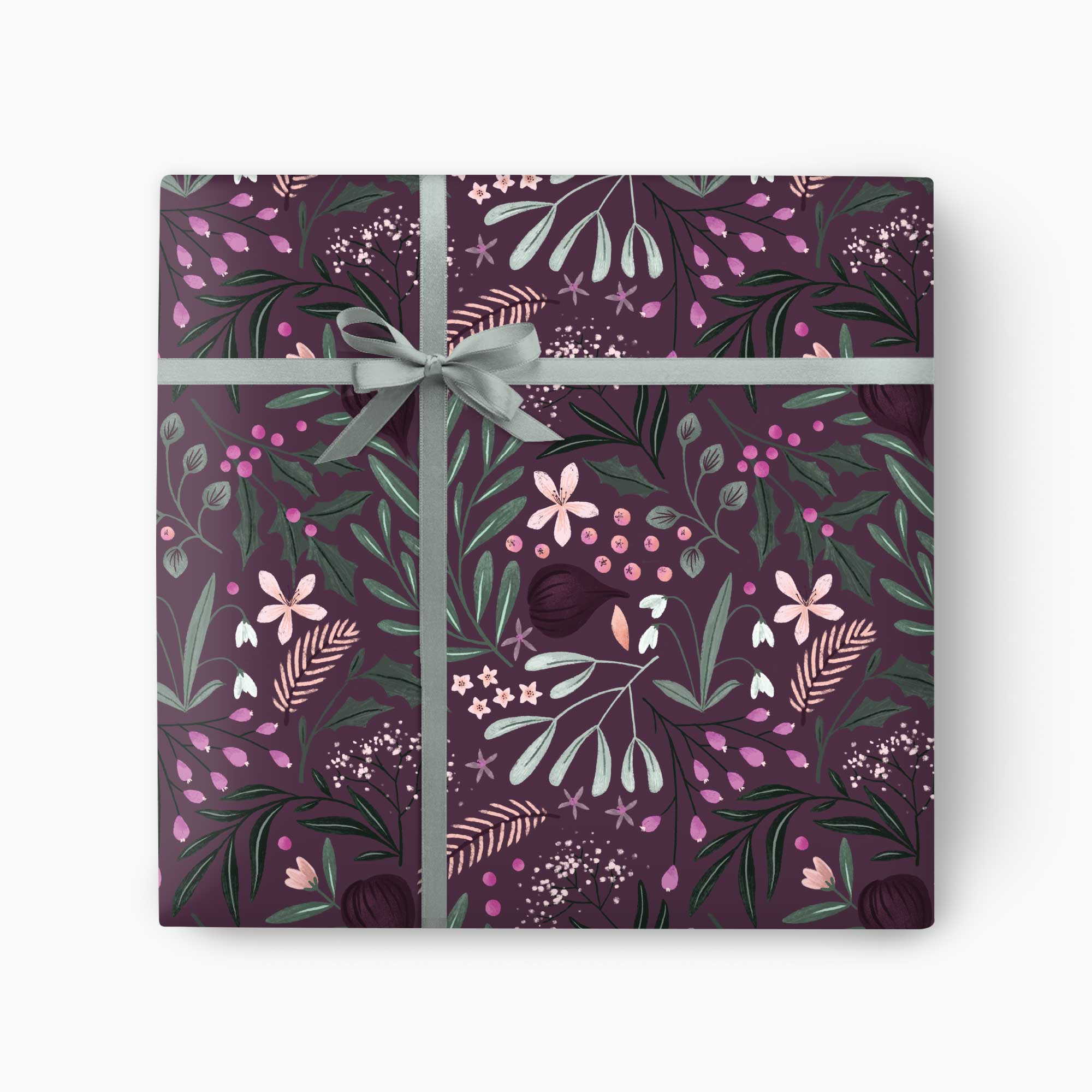 Christmas Wrapping Paper-CWP028 - Twilight Florals Christmas Wrapping Paper-Whistlefish