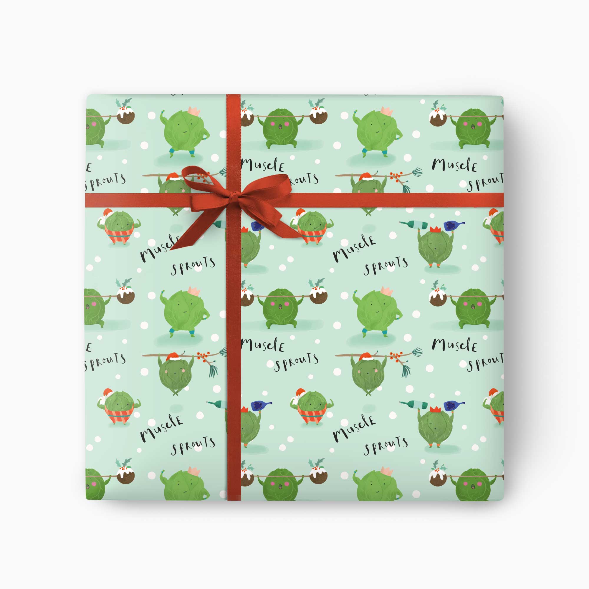 Christmas Wrapping Paper-CWP032 - Muscle Sprouts Christmas Wrapping Paper-Whistlefish
