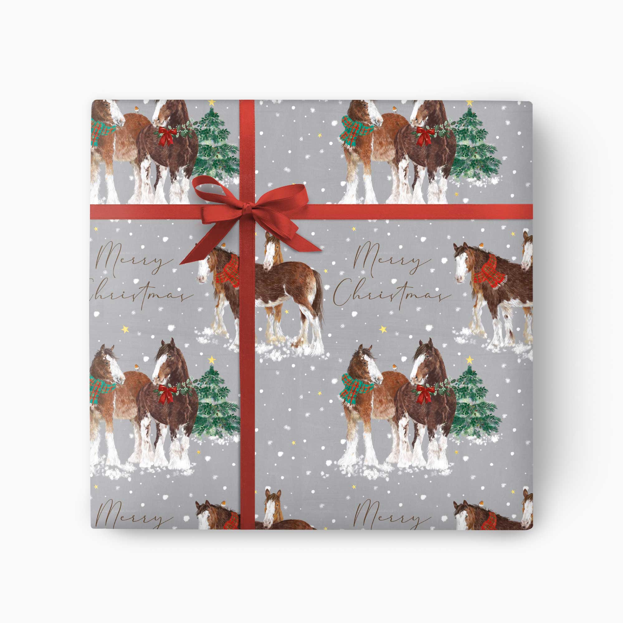 Christmas Wrapping Paper-CWP035 - Festive Horses Christmas Wrapping Paper-Whistlefish