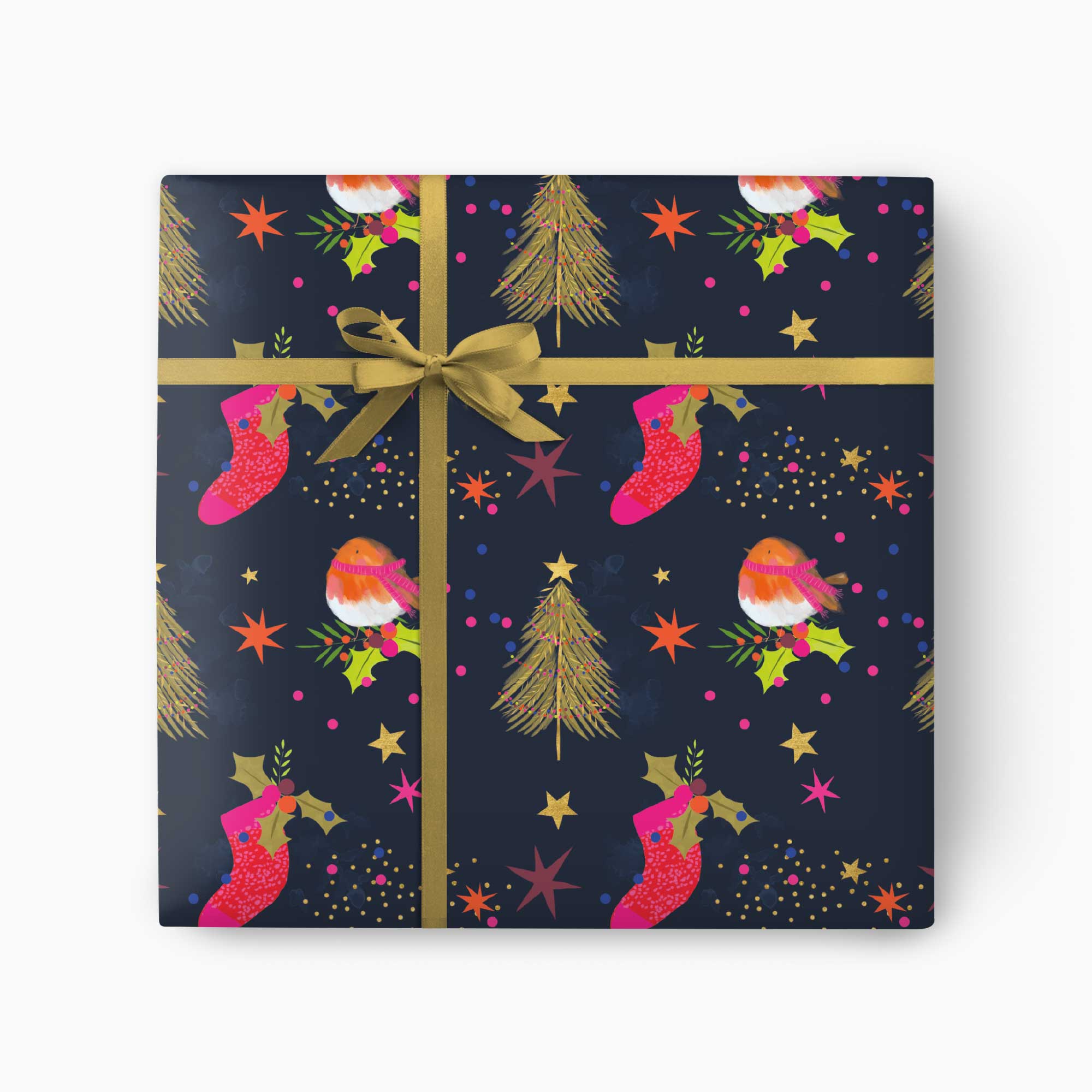 Christmas Wrapping Paper-CWP037 - Modern Robin Christmas Wrapping Paper-Whistlefish