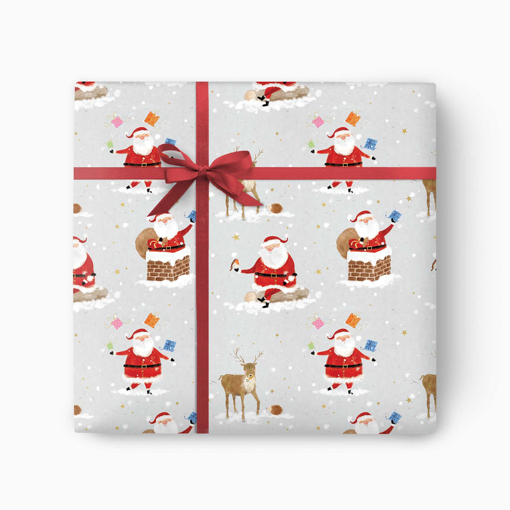 Christmas Wrapping Paper-CWP044 - Santa & Reindeer Christmas Wrapping Paper-Whistlefish
