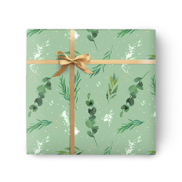 Christmas Wrapping Paper - ZWP16 - Evergreen Christmas Wrapping Paper - Green Floral Christmas Wrapping Paper - Whistlefish