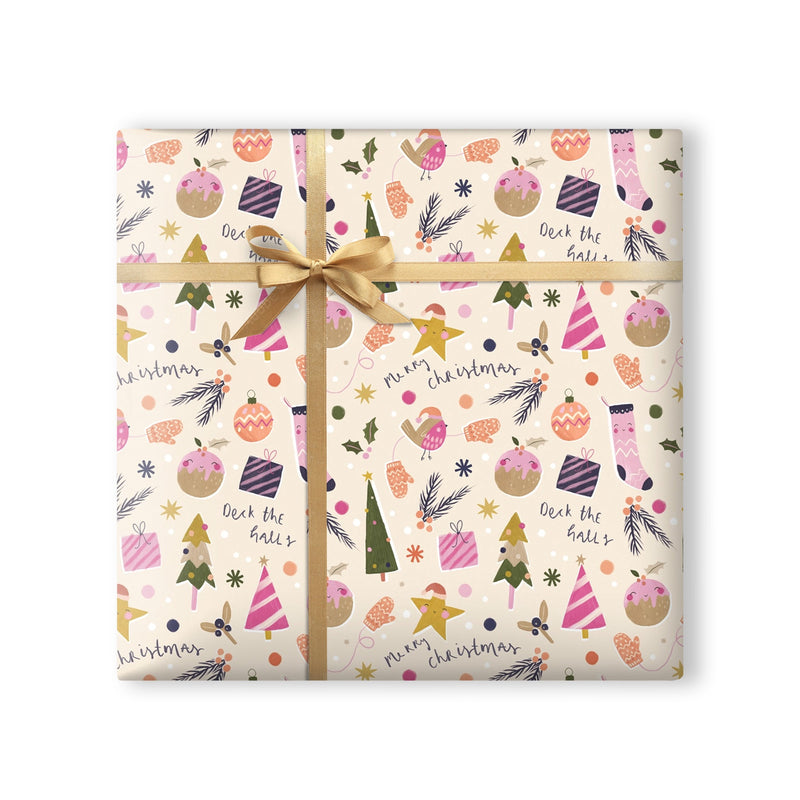 Christmas Wrapping Paper - ZWP18 - Deck The Halls Christmas Wrapping Paper - Festive Fun Christmas Wrapping Paper - Whistlefish