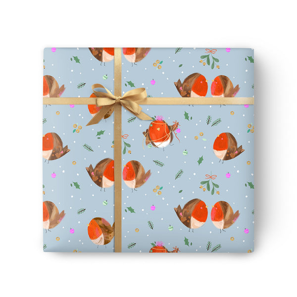 Christmas Wrapping Paper - ZWP23 - Merry Robins Christmas Wrapping Paper - Merry Robins Christmas Wrapping Paper - Whistlefish