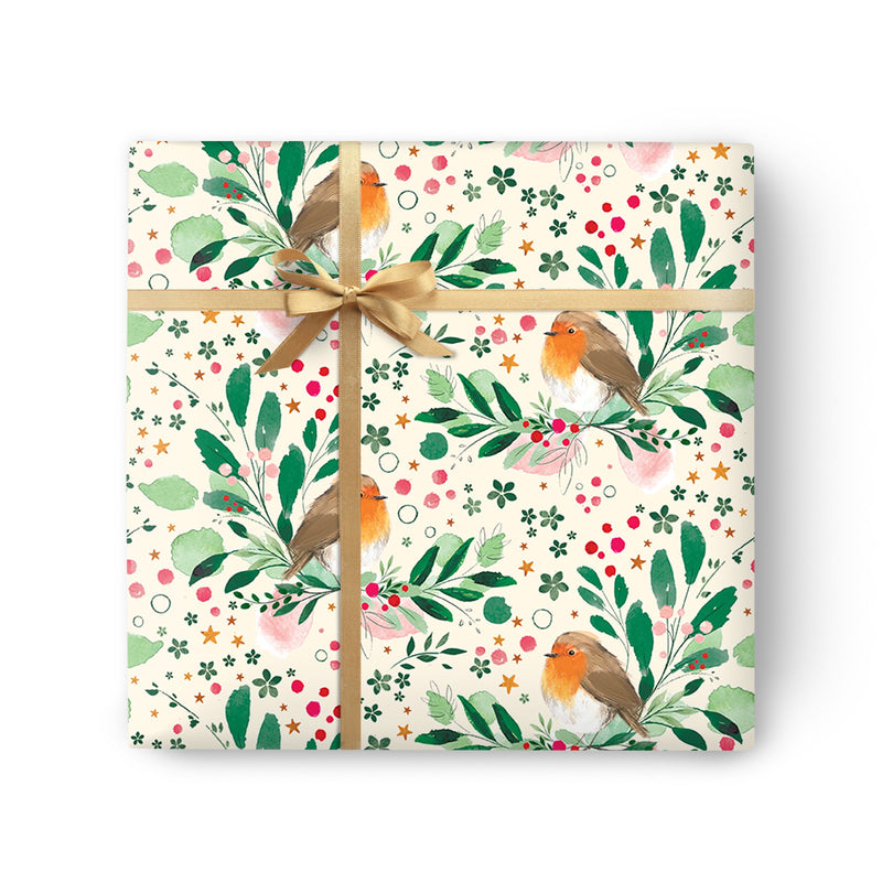 Christmas Wrapping Paper - ZWP46 - Garden Robins Christmas Wrapping Paper - Garden Robins Christmas Wrapping Paper - Whistlefish