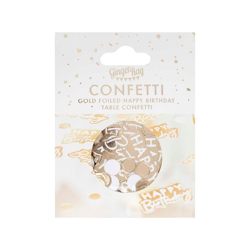 Confetti - MIX-242 - Gold And White Happy Birthday Confetti - Gold And White Happy Birthday Confetti - Whistlefish