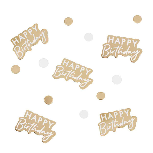 Confetti - MIX-242 - Gold And White Happy Birthday Confetti - Gold And White Happy Birthday Confetti - Whistlefish