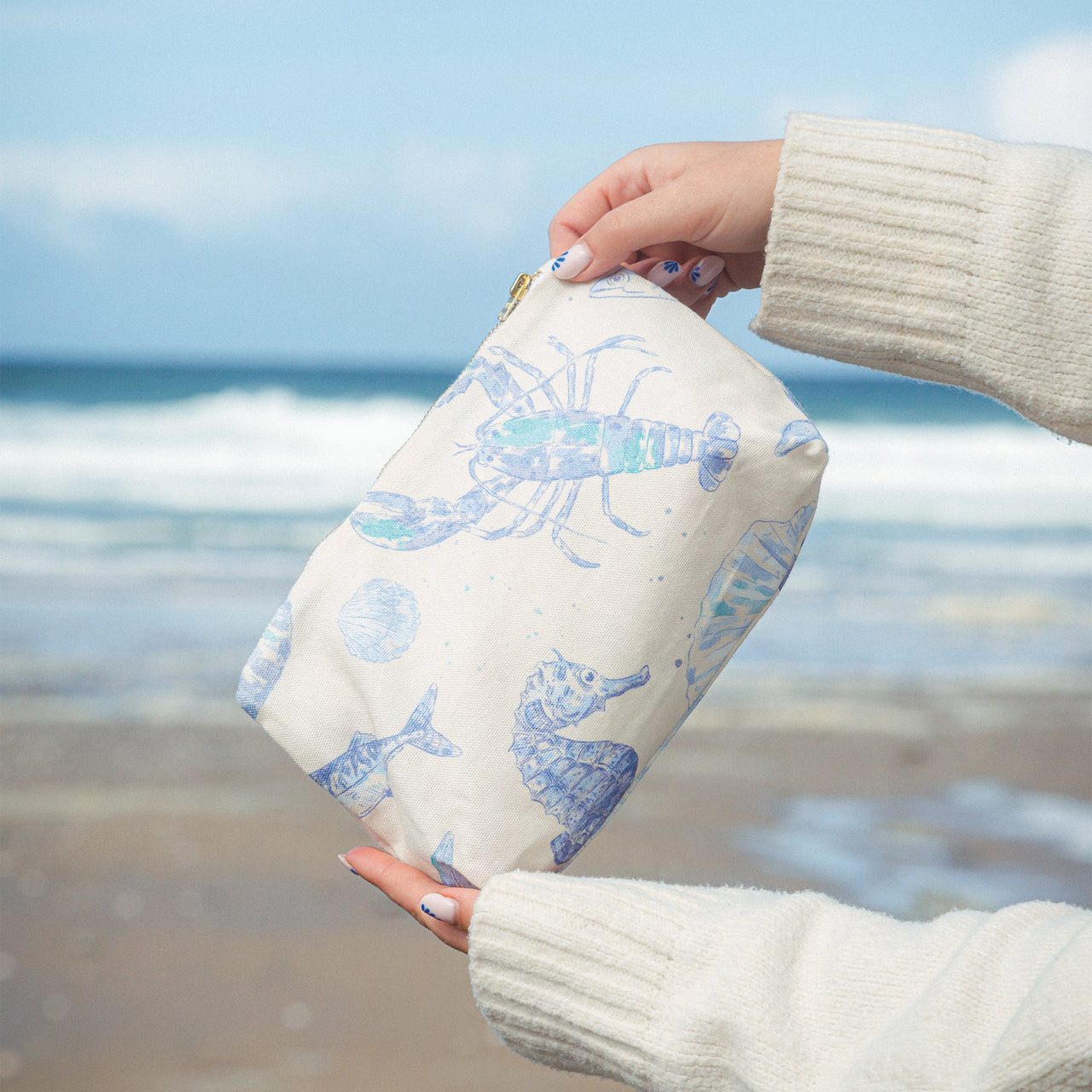 Cosmetic Bag-BTB01WB - Beneath The Blue Cosmetic Bag-Whistlefish