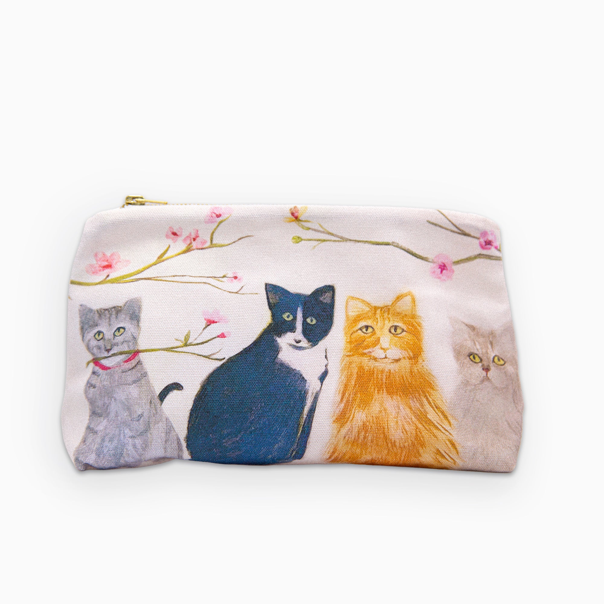 Cosmetic Bag-HC03WB - Cats in the Blossom Cosmetic Bag-Hannah Cole