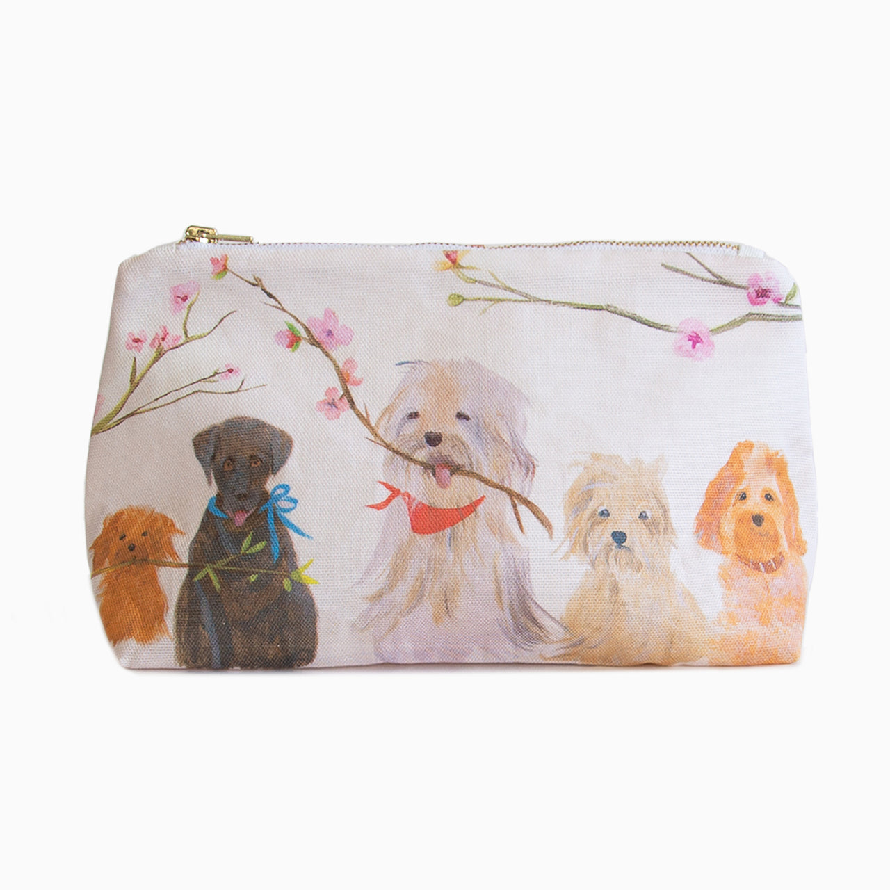 Cosmetic Bag-HC04WB - Dogs in the Blossom Cosmetic Bag-Hannah Cole