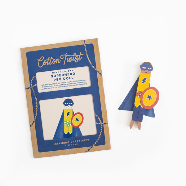 Craft Kit-SQ0164785 - Make Your Own Superhero Peg Doll-Cotton Twist