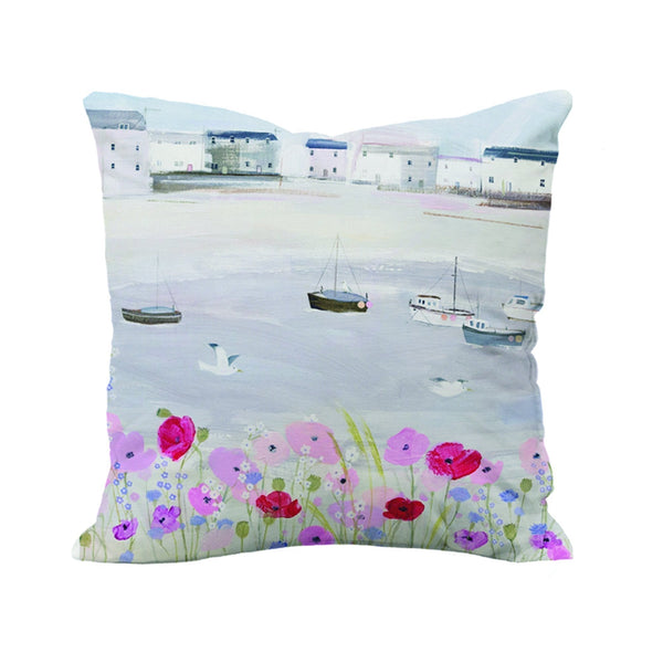 Cushion-WCU09 - Sea Mist & Poppies Art Cushion-Whistlefish