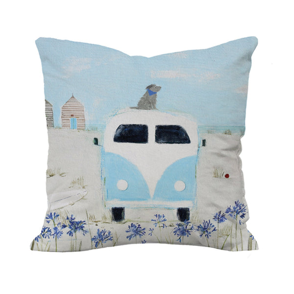 Cushion - WCU11 - Blue Camper Art Cushion - Blue Camper Art Cushion by Hannah Cole - Whistlefish