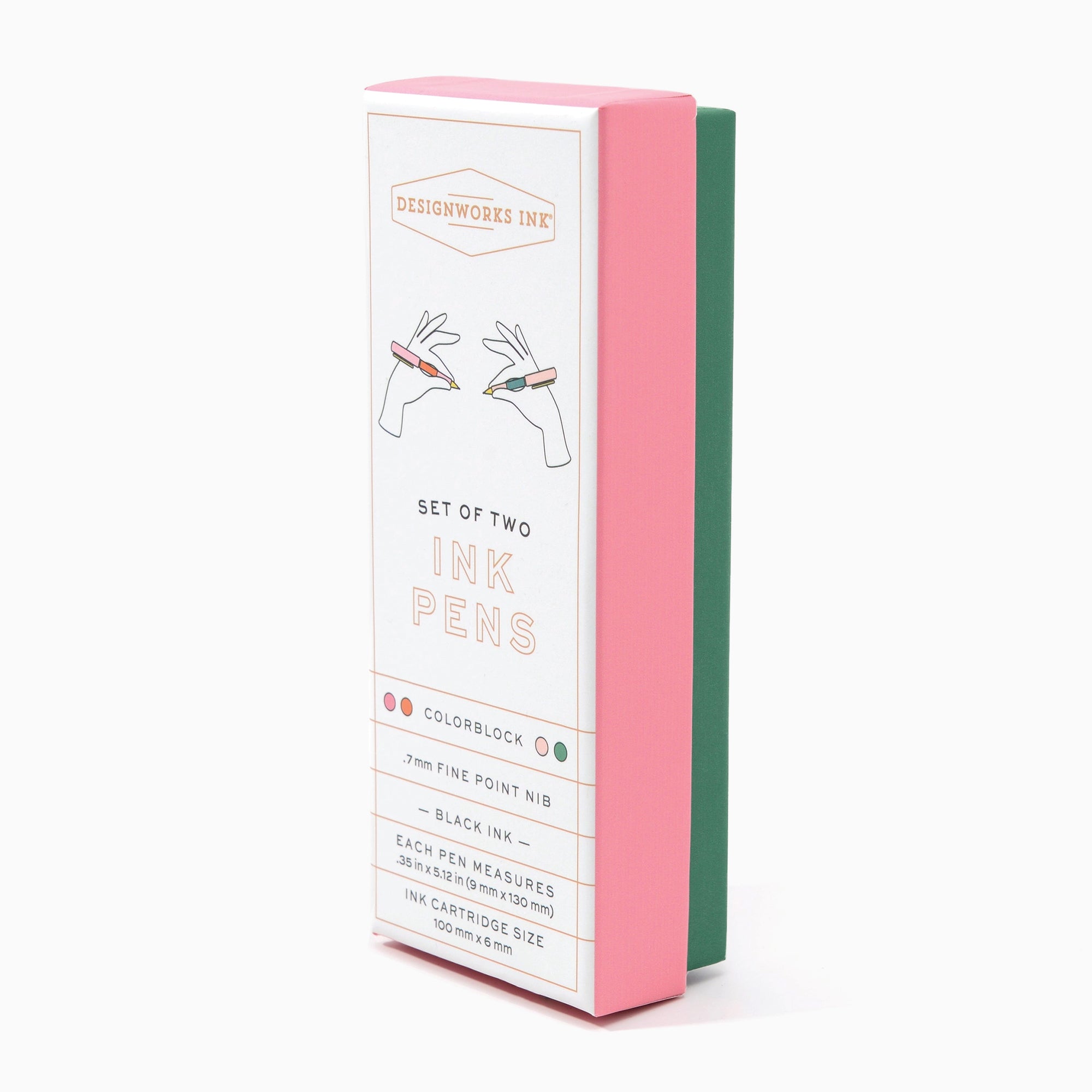 Set of Pens-DCBS-1012EU - Set of 2 Ink Pens Red, Orange, Green-Designworks Collective