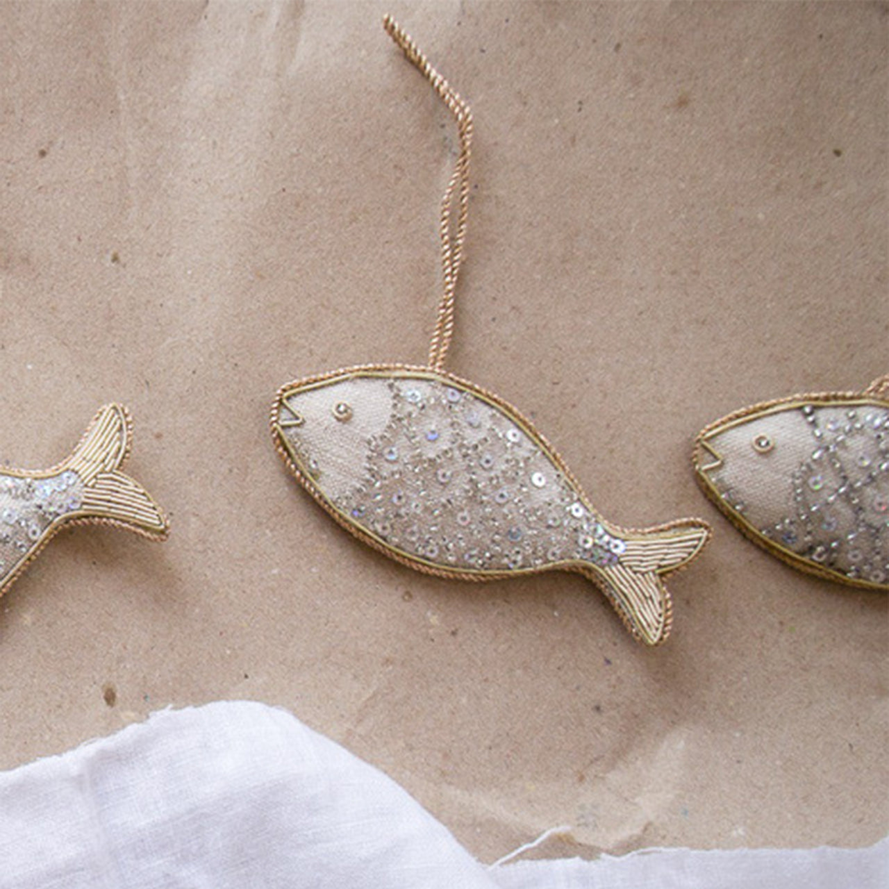 Decoration-DFSH01NAT - Handmade Fish Decoration-Katie Larmour Linen