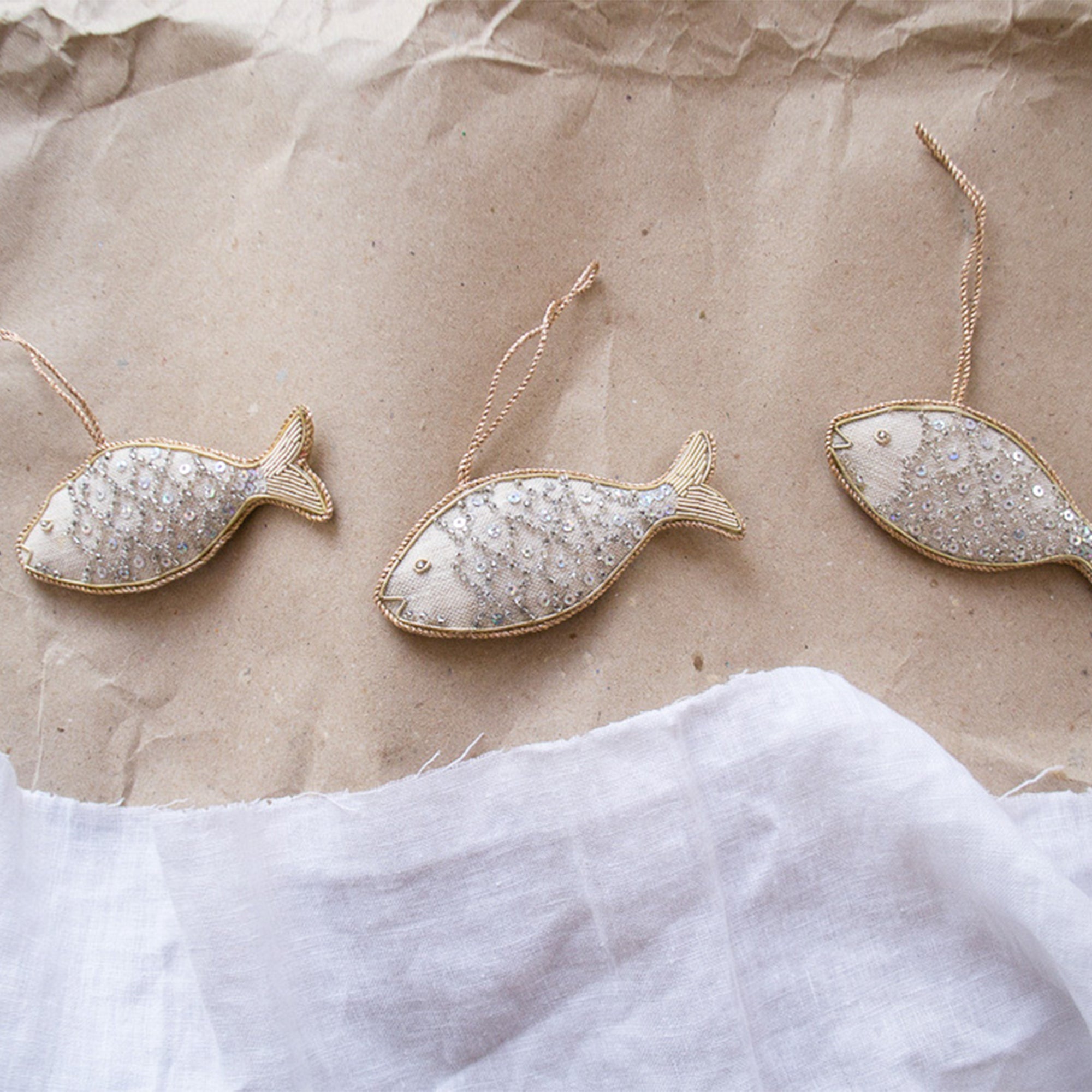 Decoration-DFSH01NAT - Handmade Fish Decoration-Katie Larmour Linen