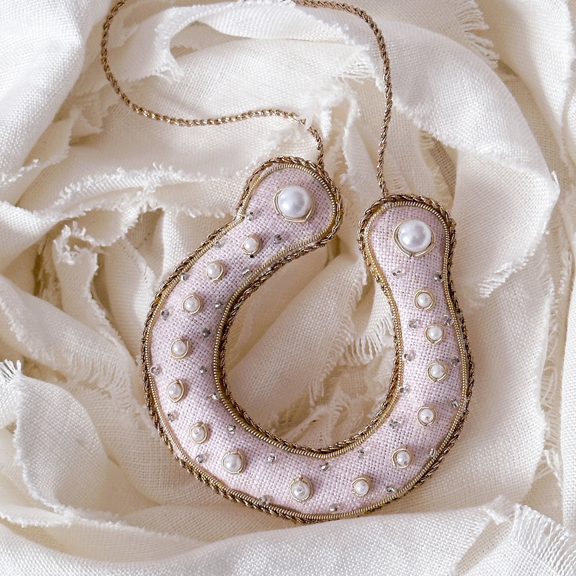 Decoration-DHRSESHE01PNK1 - Handmade Horseshoe Decoration-Katie Larmour Linen