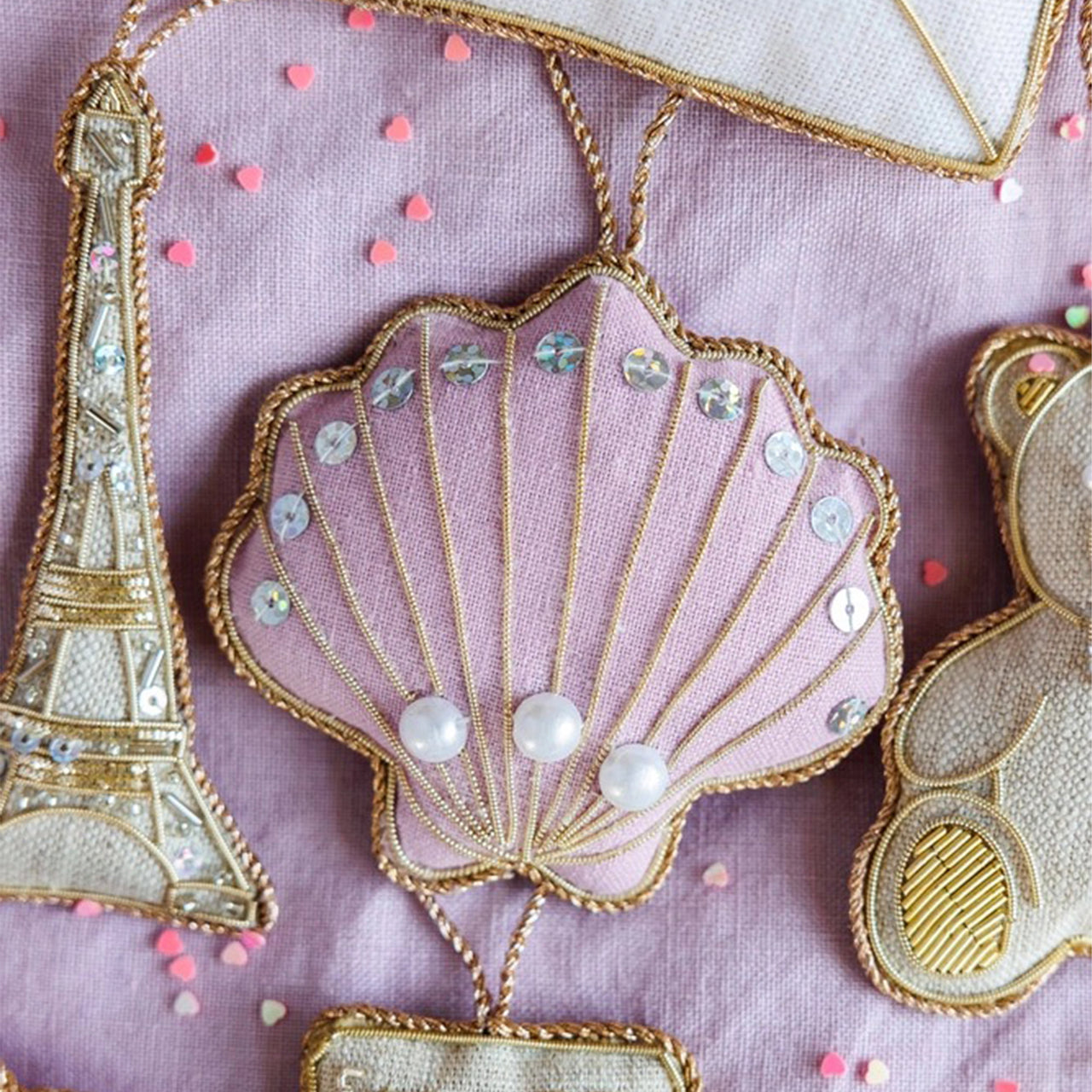 Decoration-DSHELL01PUR7 - Handmade Shell Decoration-Katie Larmour Linen