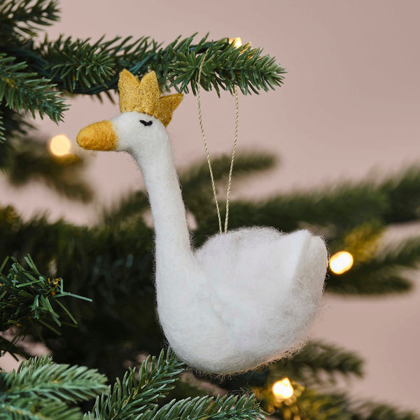 Decoration - BLN-135 - Felt Swan Christmas Tree Decoration - Felt Swan Christmas Tree Decoration - Whistlefish