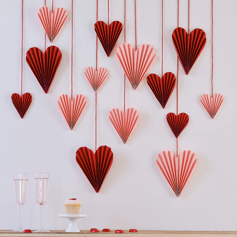 Decoration - BM-110 - Red and Pink Paper Hearts - Red and Pink Paper Hearts - Valentine's Day - Whistlefish