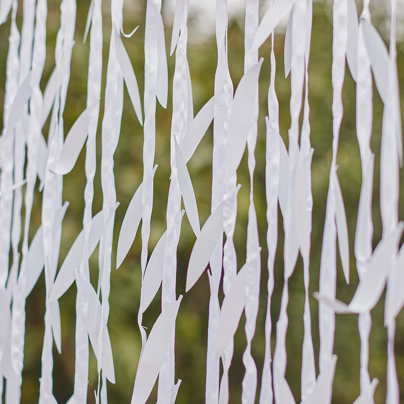 Decoration-BRA-336 - White Leaf Ribbon Backdrop-Whistlefish